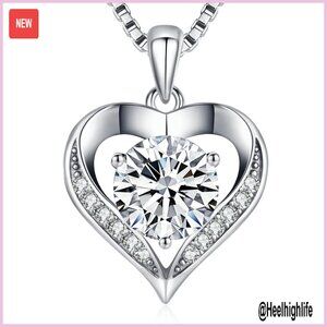 1 Carat Moissanite Heart Necklace Sterling Silver I LOVE YOU Engraved